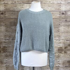 Moon and Madison Crop Sweater Sz Medium Green Knit  Womens Sweater